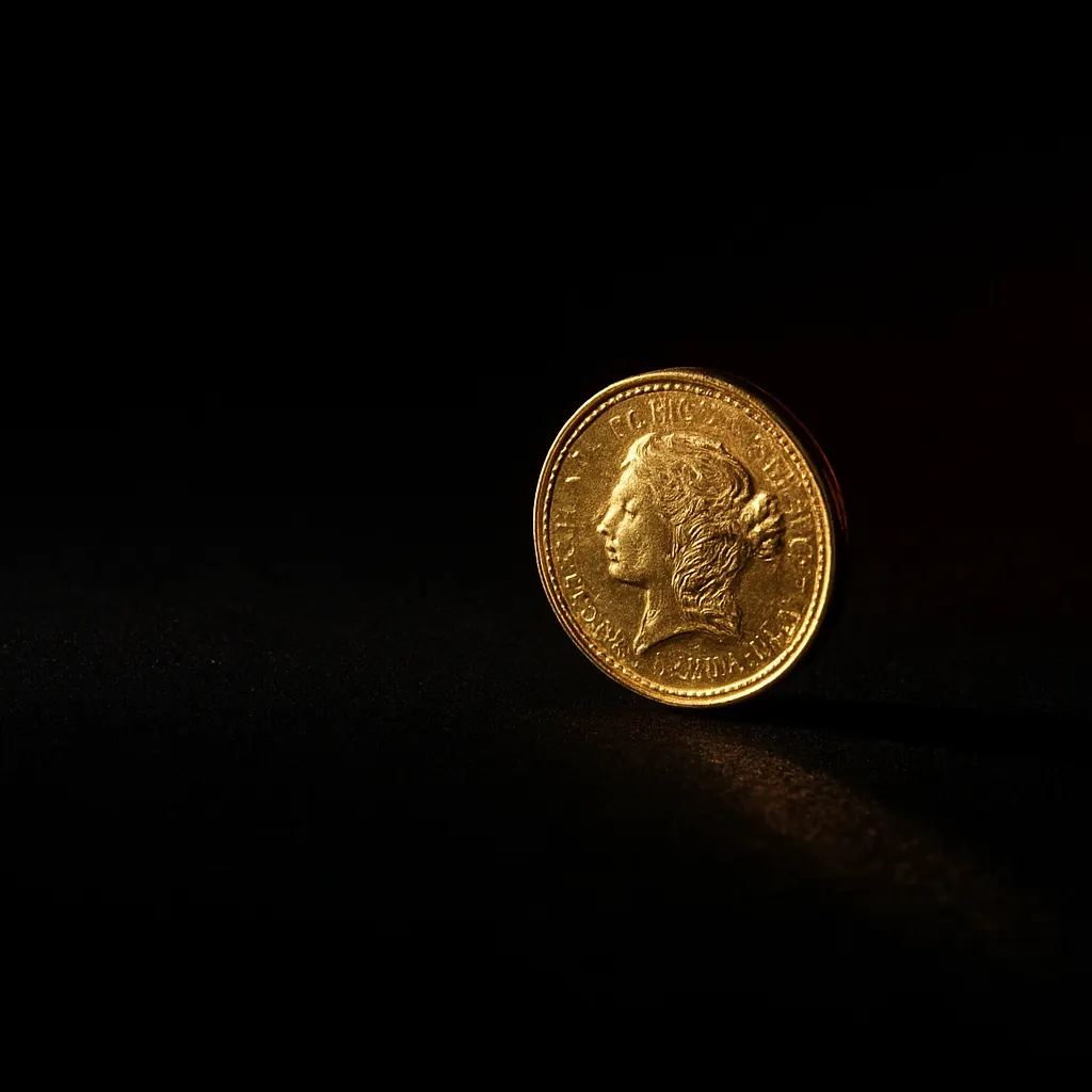 Gold coin on black velvet — pay pig tribute symbolism