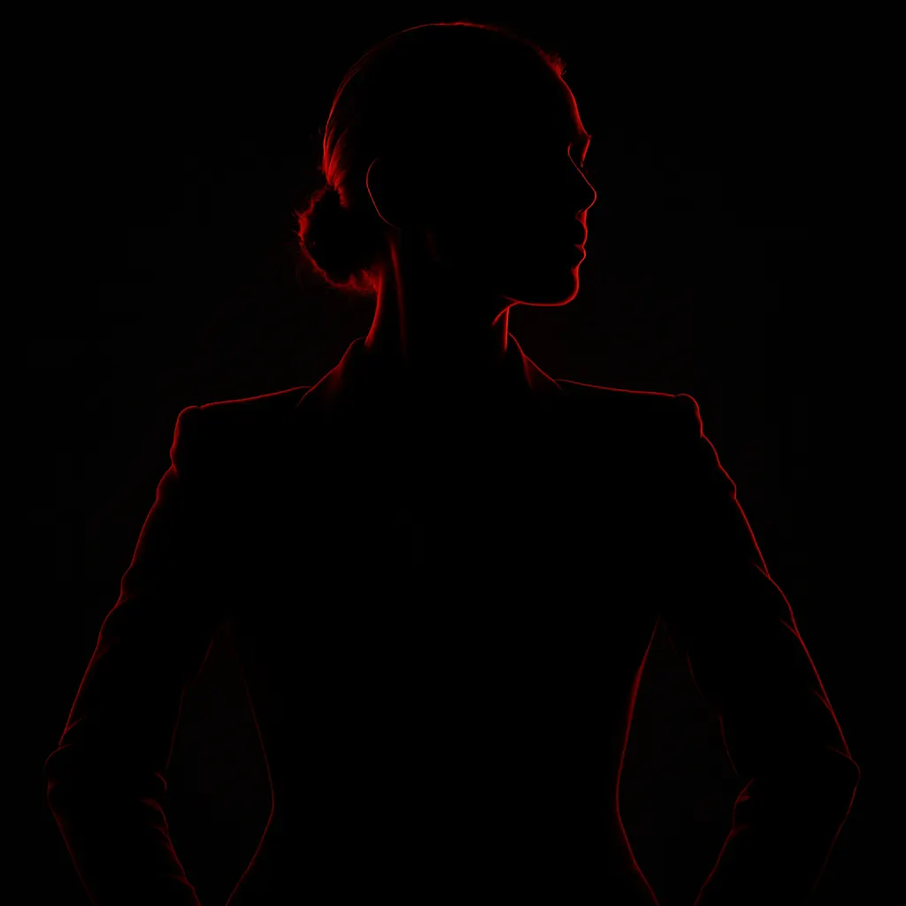 Dominant woman silhouette with crimson lighting