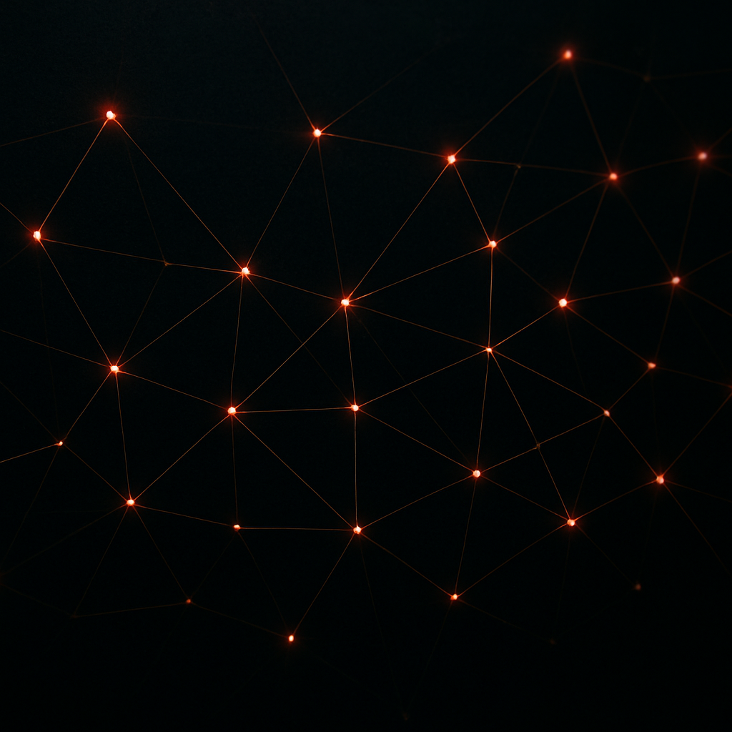 Connected network of glowing dots representing the global FinDom community
